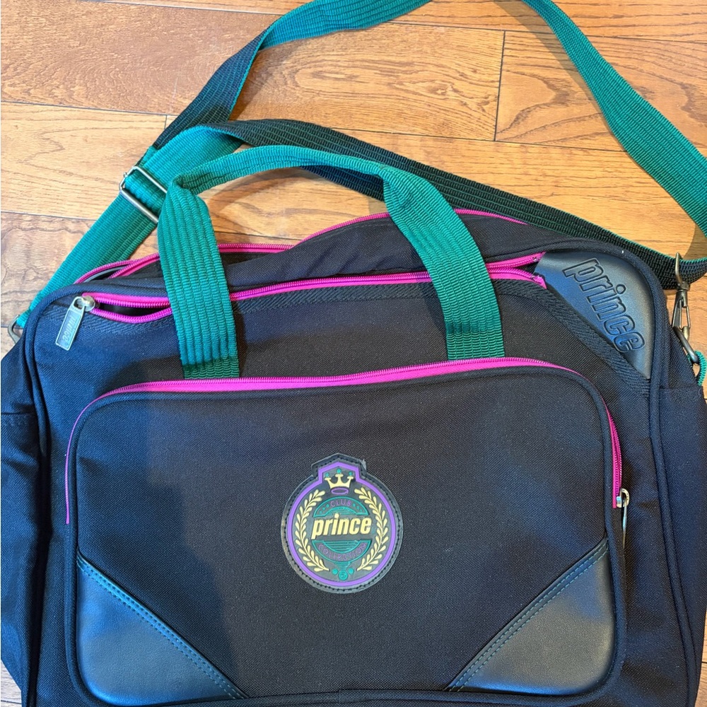 Prince Black Duffel Bag with Green and Purple Accents